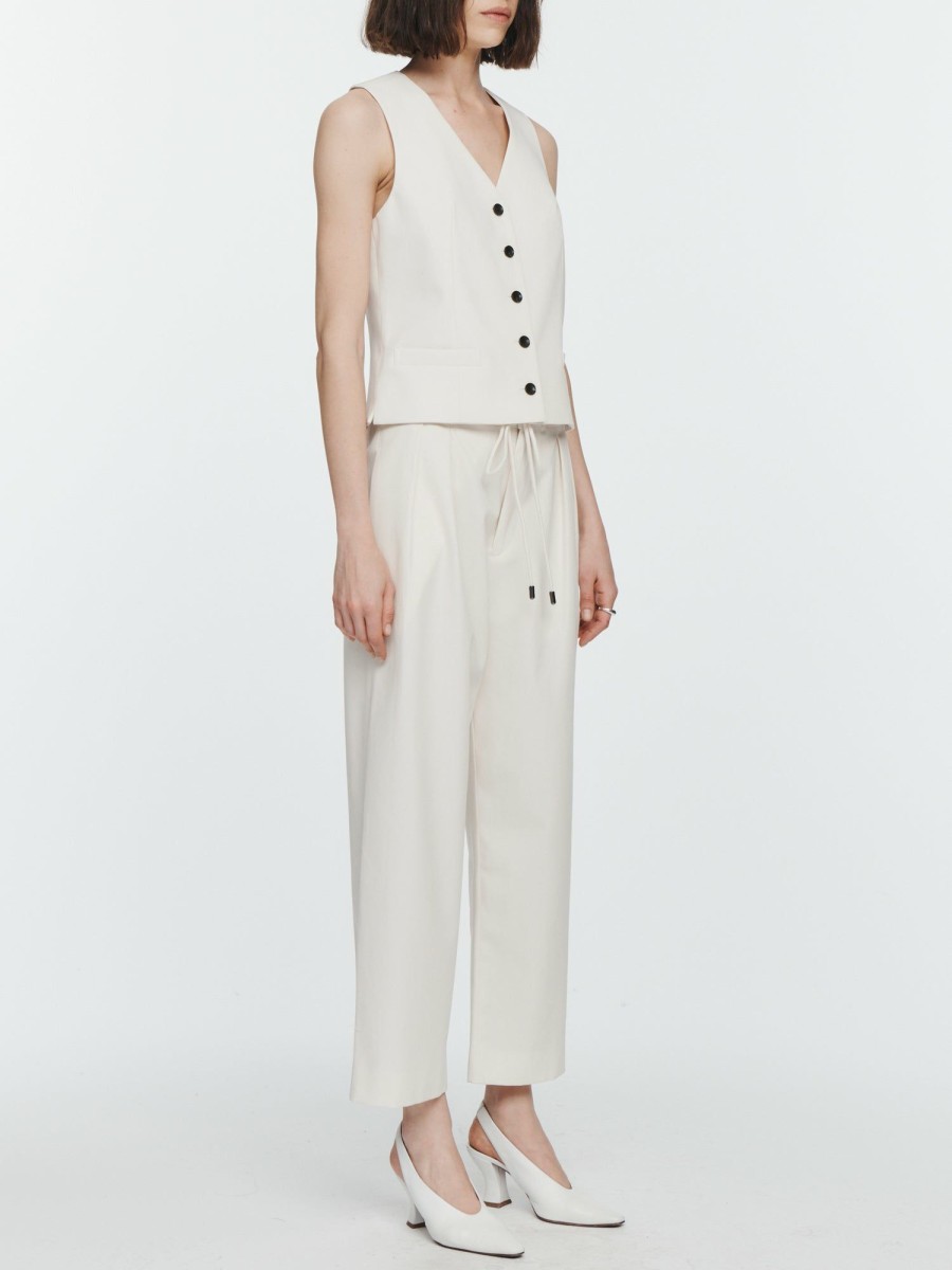 Trousers Maria Mcmanus | Pleat Front Drawstring Trouser In Ivory