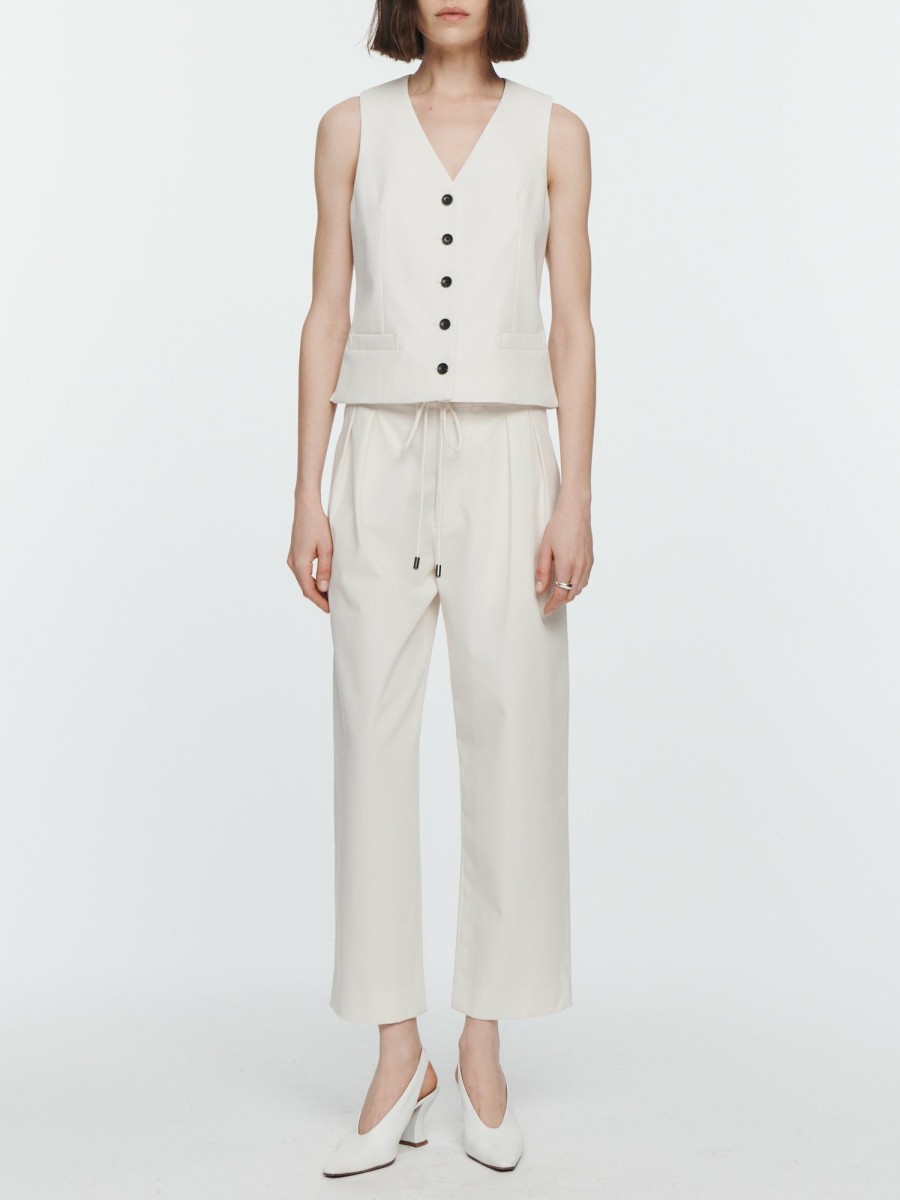 Trousers Maria Mcmanus | Pleat Front Drawstring Trouser In Ivory