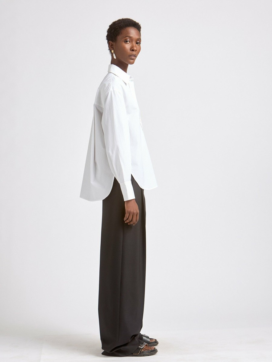 Shirts Maria Mcmanus | Organic Cotton Oversized Shirt In Fine Stripe