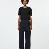 Trousers Maria Mcmanus | Responsible Wool High Waisted Pleat Front Pant In Midnight Navy