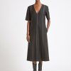 Dresses Maria Mcmanus | V Neck Midi Dress In Black