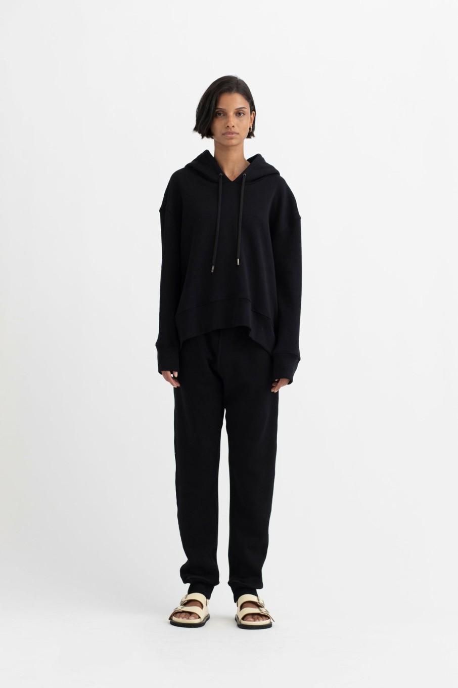 Tops Maria Mcmanus | Organic Cotton Trapeze Hoodie In Black