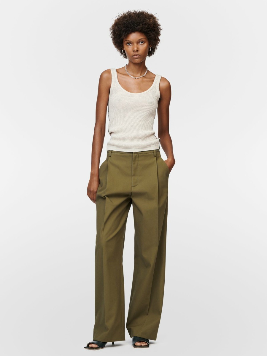 Trousers Maria Mcmanus | Mid Rise Pleat Front Pant In Loden Green