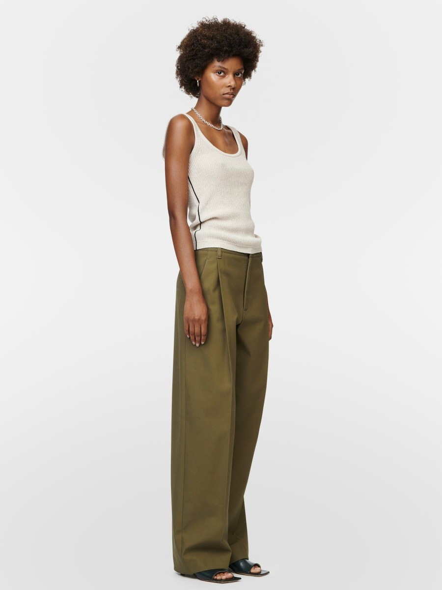 Trousers Maria Mcmanus | Mid Rise Pleat Front Pant In Loden Green