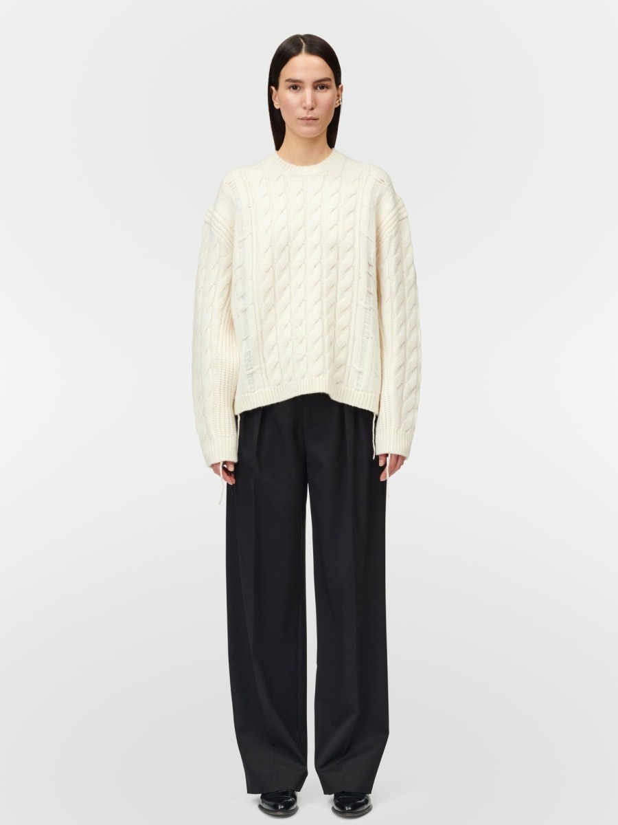 Sweaters Maria Mcmanus | Oversized Aran Crew In Ivory