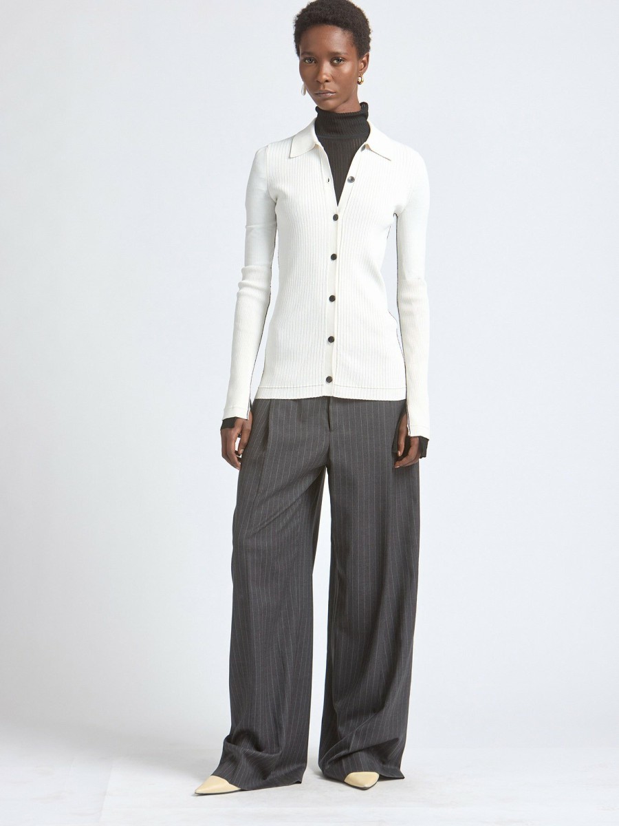 Sweaters Maria Mcmanus | Collar Cardigan In Ivory