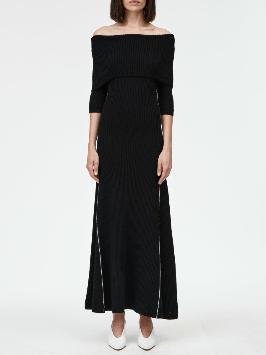 Dresses Maria Mcmanus | Cape Godet Dress In Black