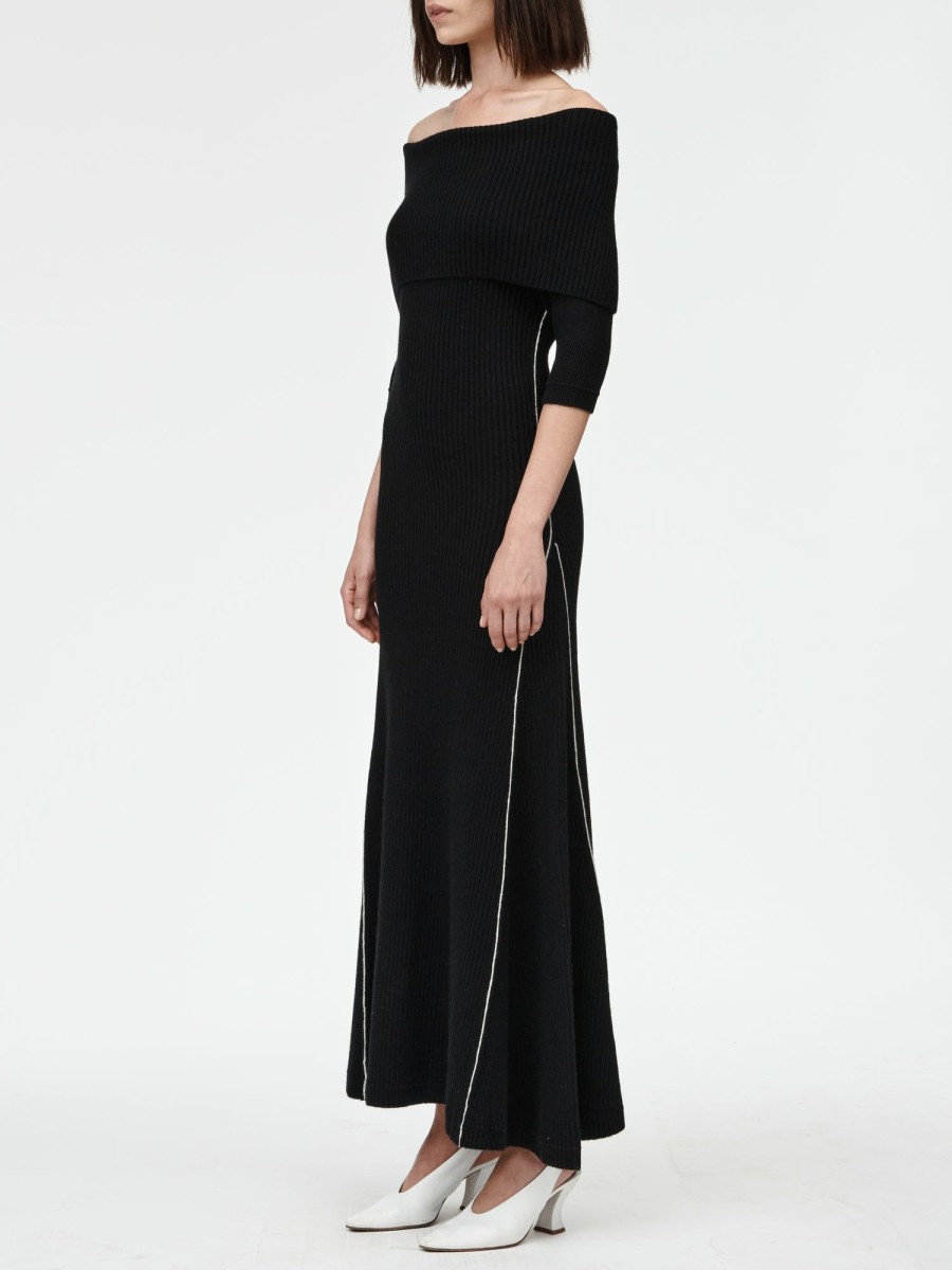 Dresses Maria Mcmanus | Cape Godet Dress In Black