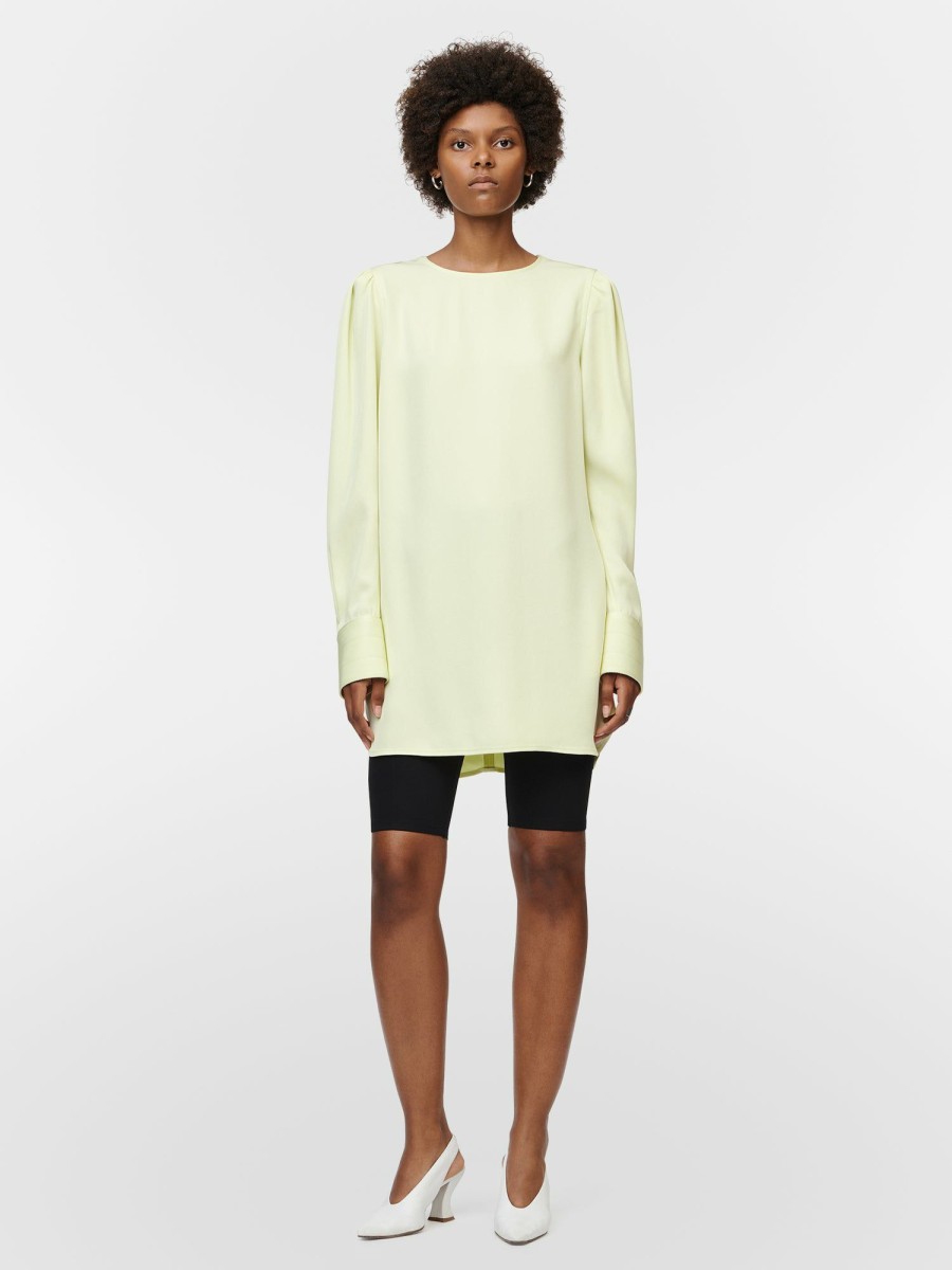 Dresses Maria Mcmanus | Gathered Shoulder Mini Dress In Lemon Ice