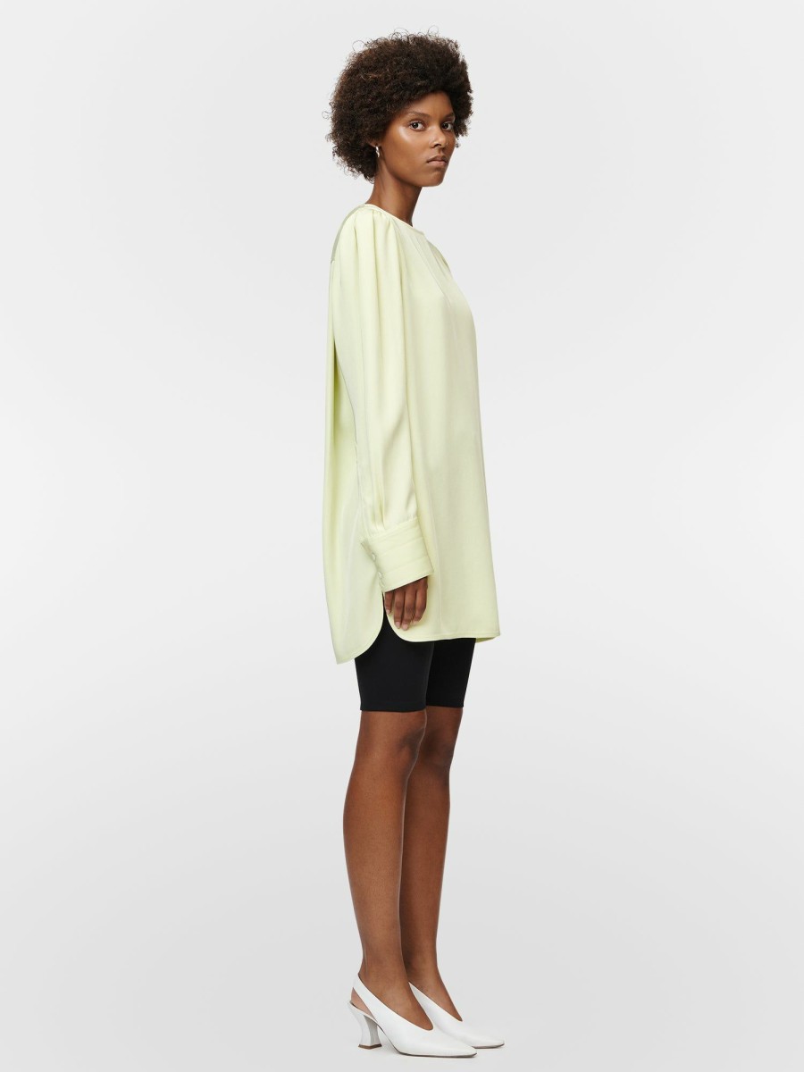 Dresses Maria Mcmanus | Gathered Shoulder Mini Dress In Lemon Ice