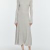 Dresses Maria Mcmanus | Ribbed Turtleneck Midi Dress In Silver