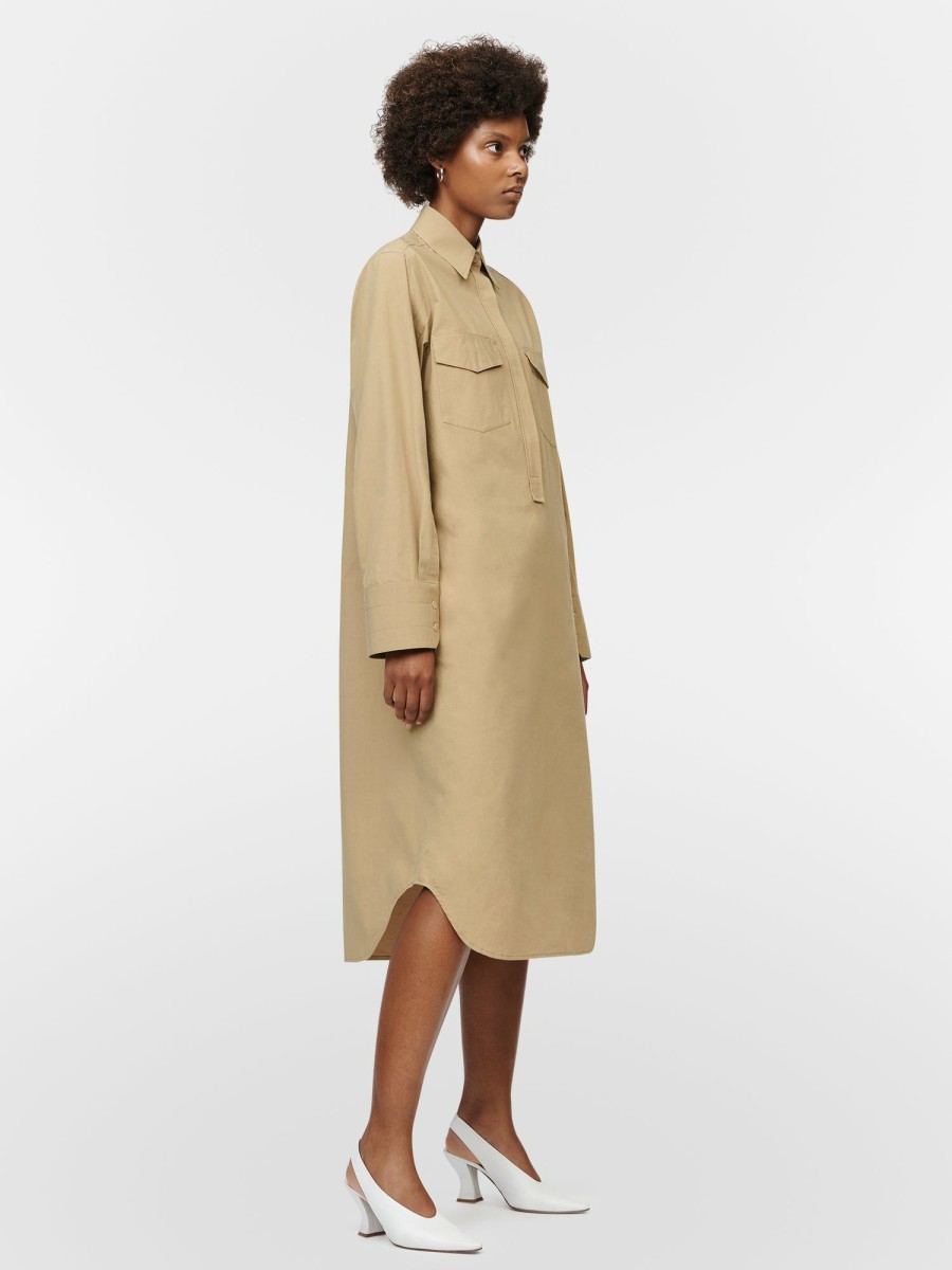 Dresses Maria Mcmanus | Split Sleeve Shirt Dress In Khaki