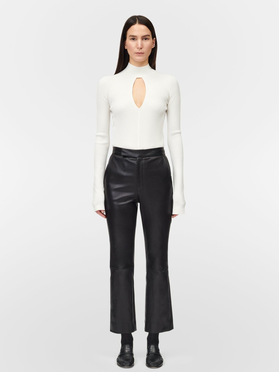 Trousers Maria Mcmanus | High Waisted Crop Leather Pant In Black