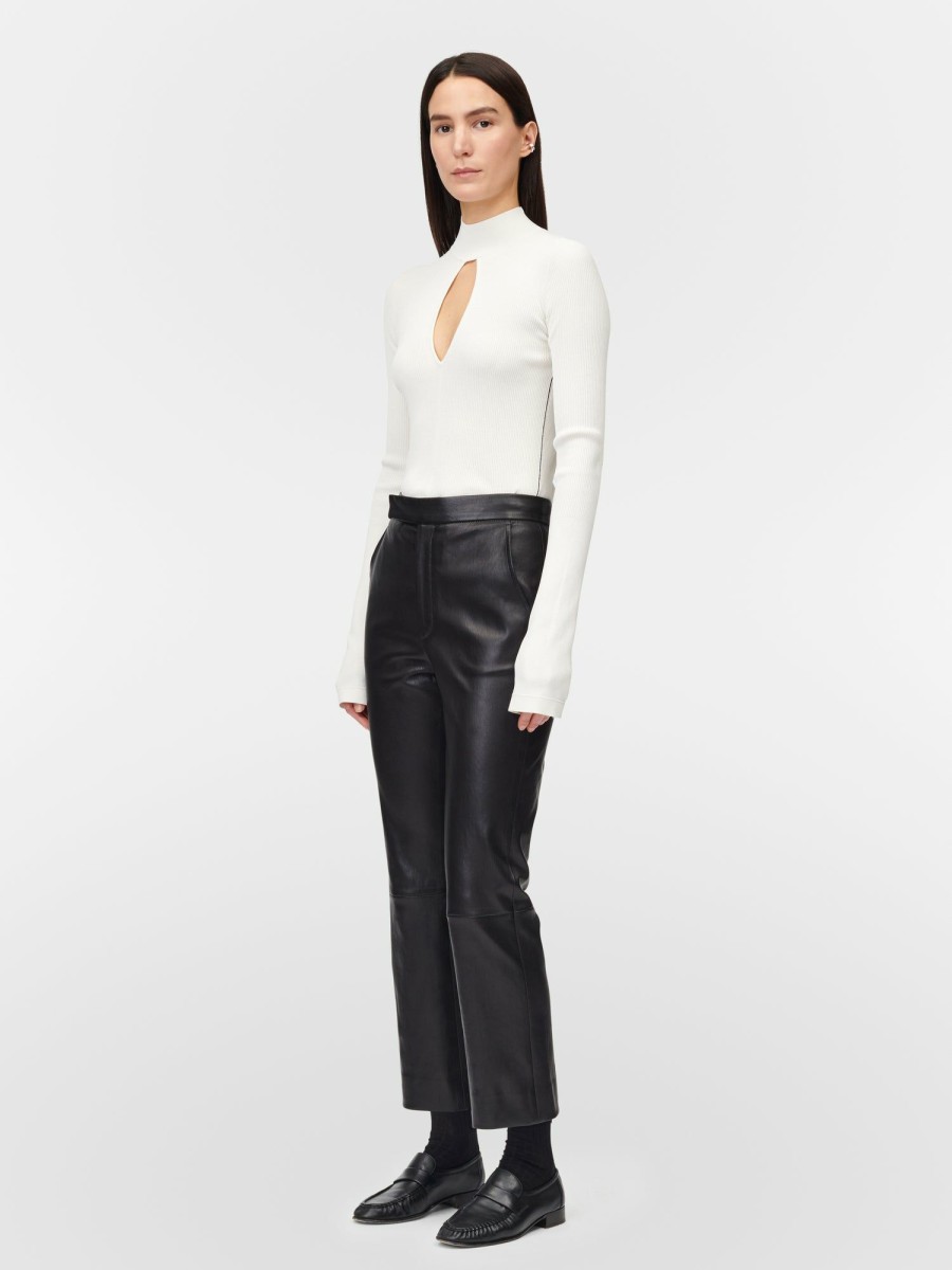 Trousers Maria Mcmanus | High Waisted Crop Leather Pant In Black