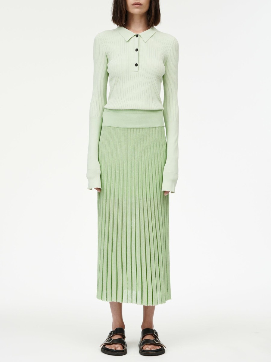 Skirts Maria Mcmanus | Sheer Pleat Skirt In Aegean Green