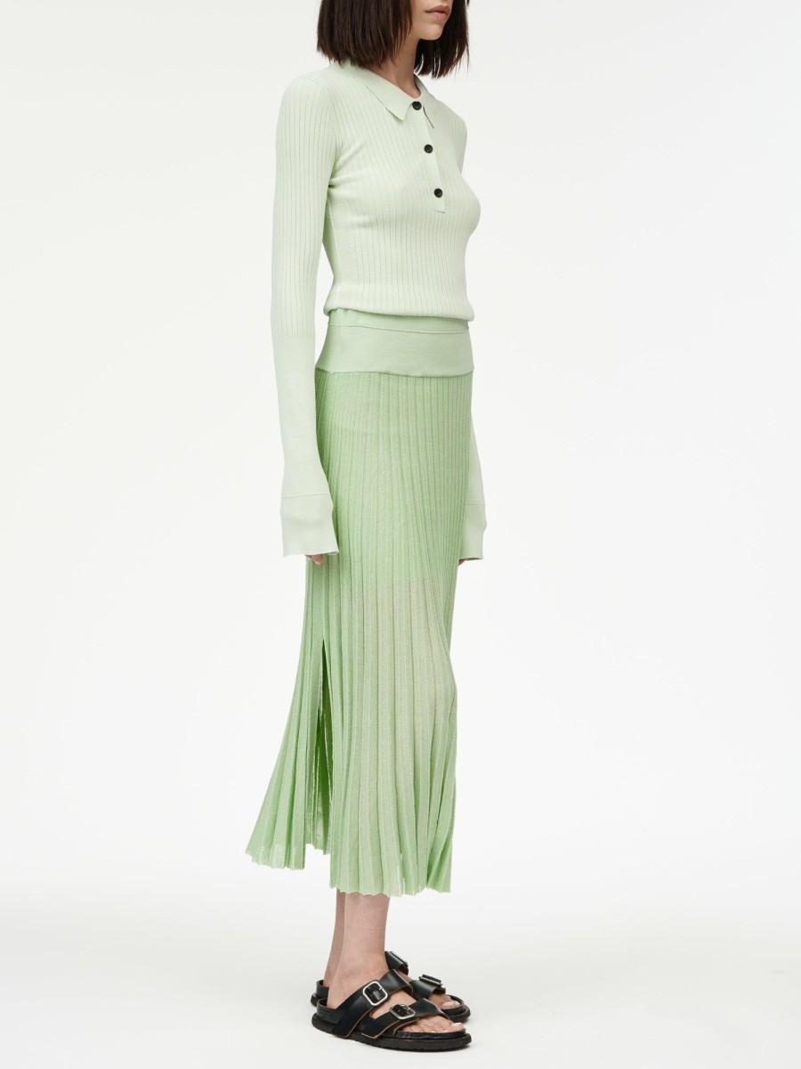 Skirts Maria Mcmanus | Sheer Pleat Skirt In Aegean Green