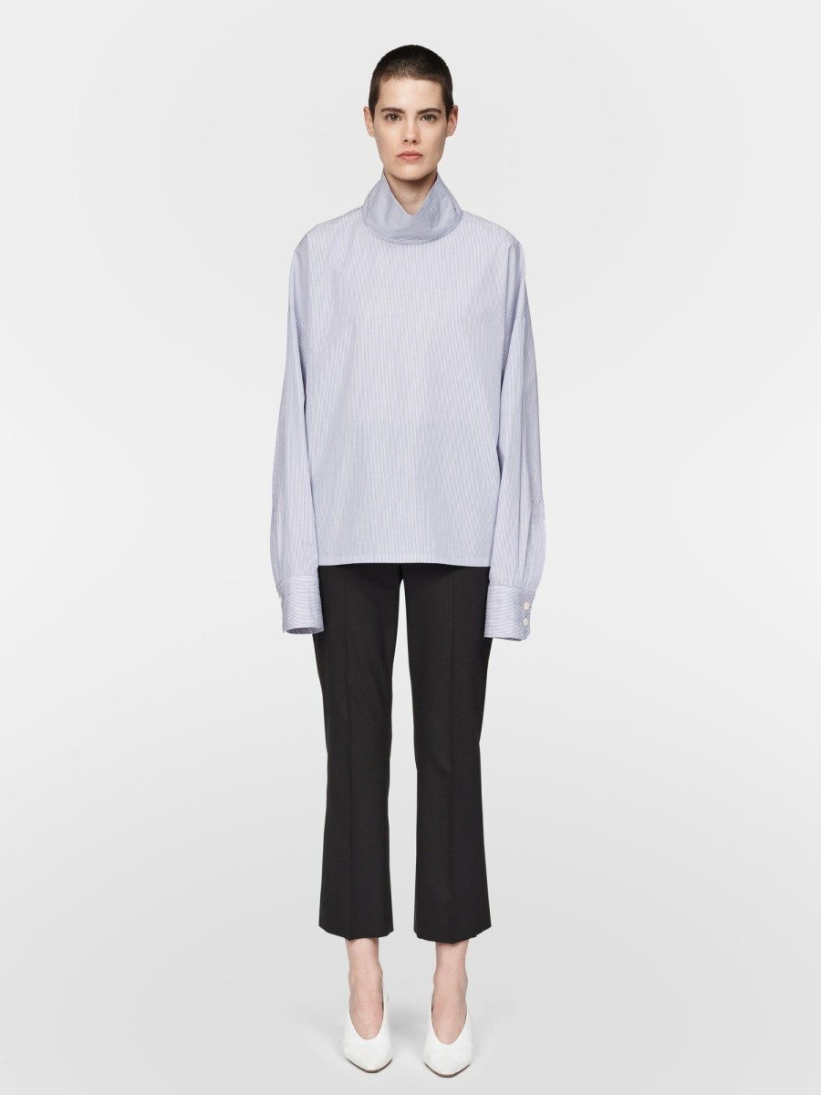 Shirts Maria Mcmanus | Mock Neck Top In Lilac Stripe