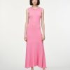 Dresses Maria Mcmanus | Crepe Ribbed Godet Dress In Bubblegum