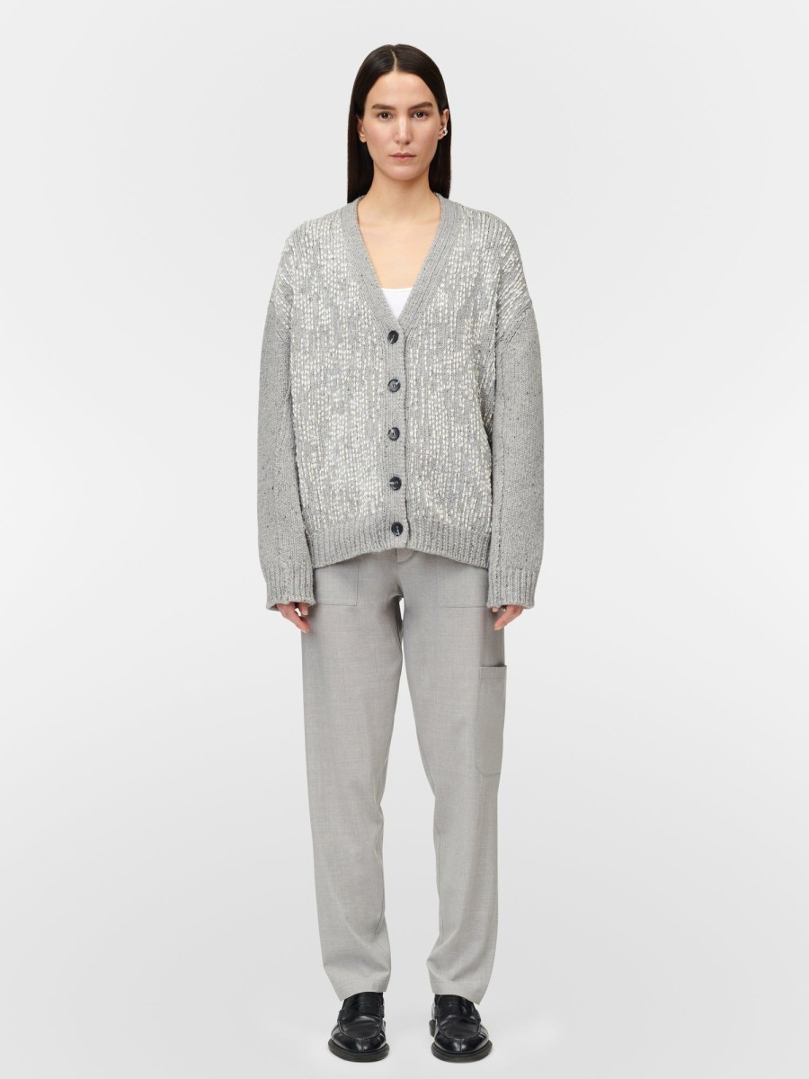 Sweaters Maria Mcmanus | Oversized Hand Beaded Cardigan In Grey