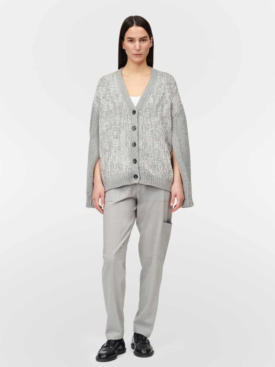 Sweaters Maria Mcmanus | Oversized Hand Beaded Cardigan In Grey