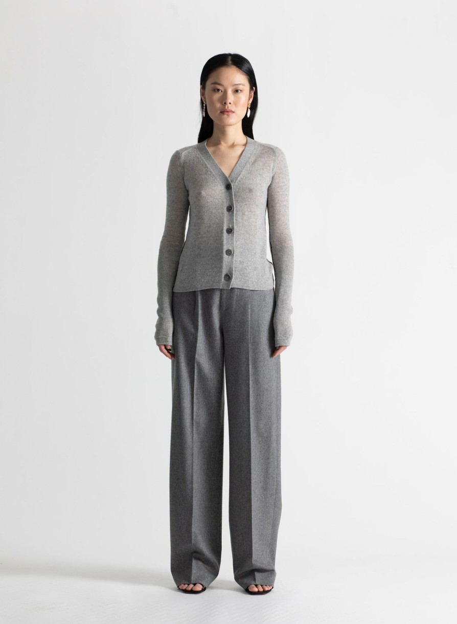 Sweaters Maria Mcmanus | Feather Weight Cardigan In Heather Grey