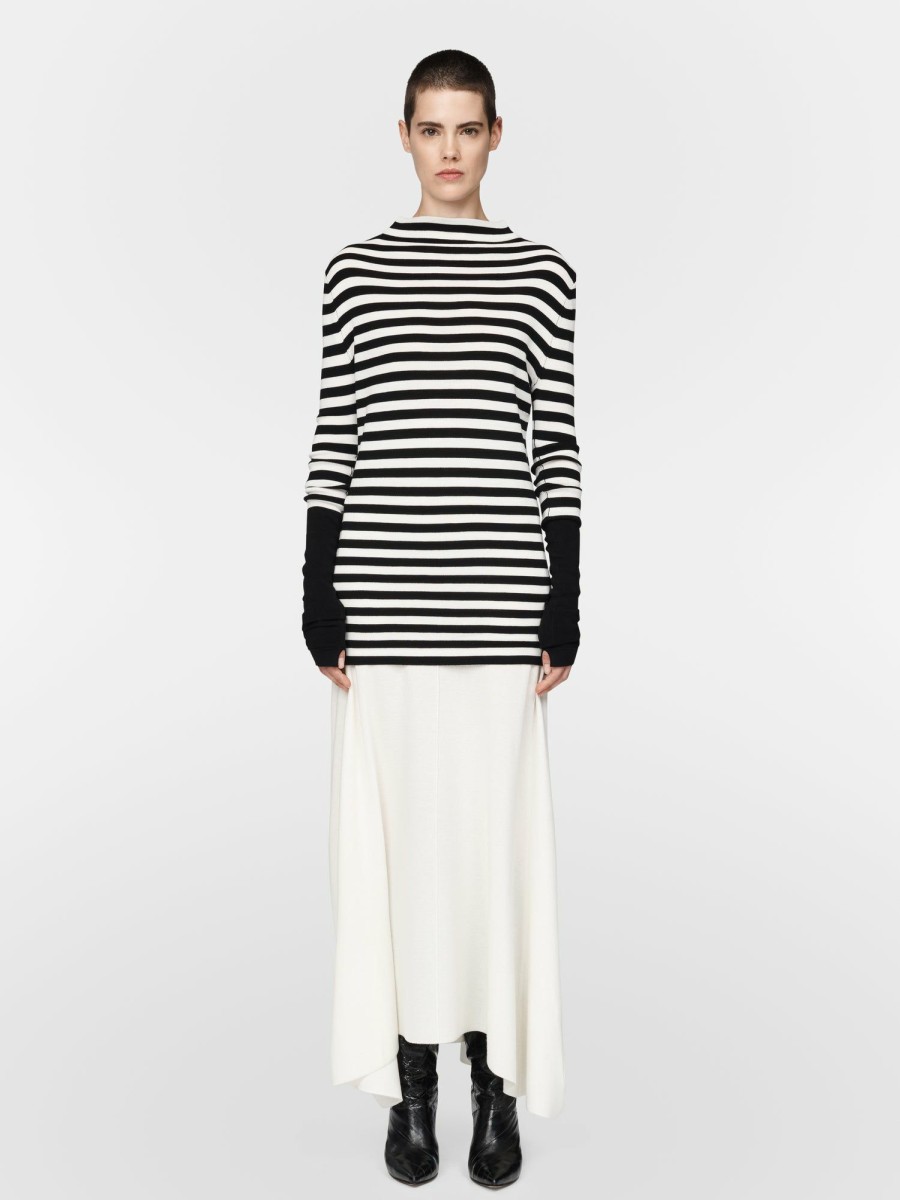 Sweaters Maria Mcmanus | Mock Neck Sweater In Black Stripe