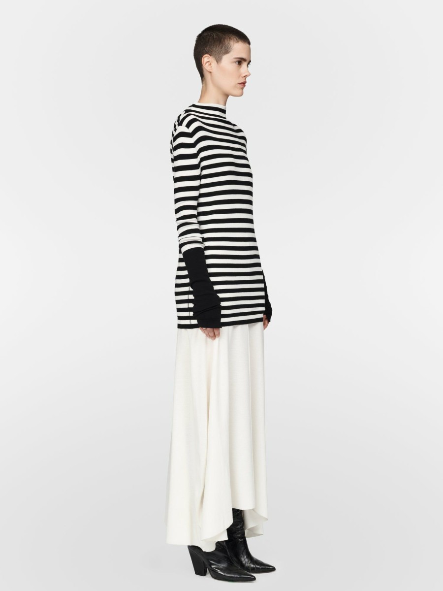 Sweaters Maria Mcmanus | Mock Neck Sweater In Black Stripe