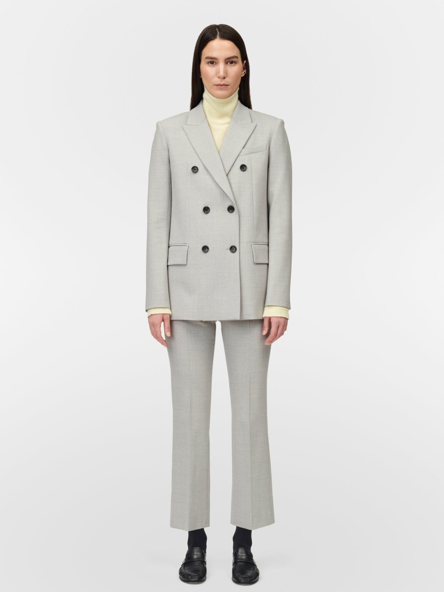 Blazers Maria Mcmanus | 6-Button Double Breasted Blazer In Pale Grey Melange