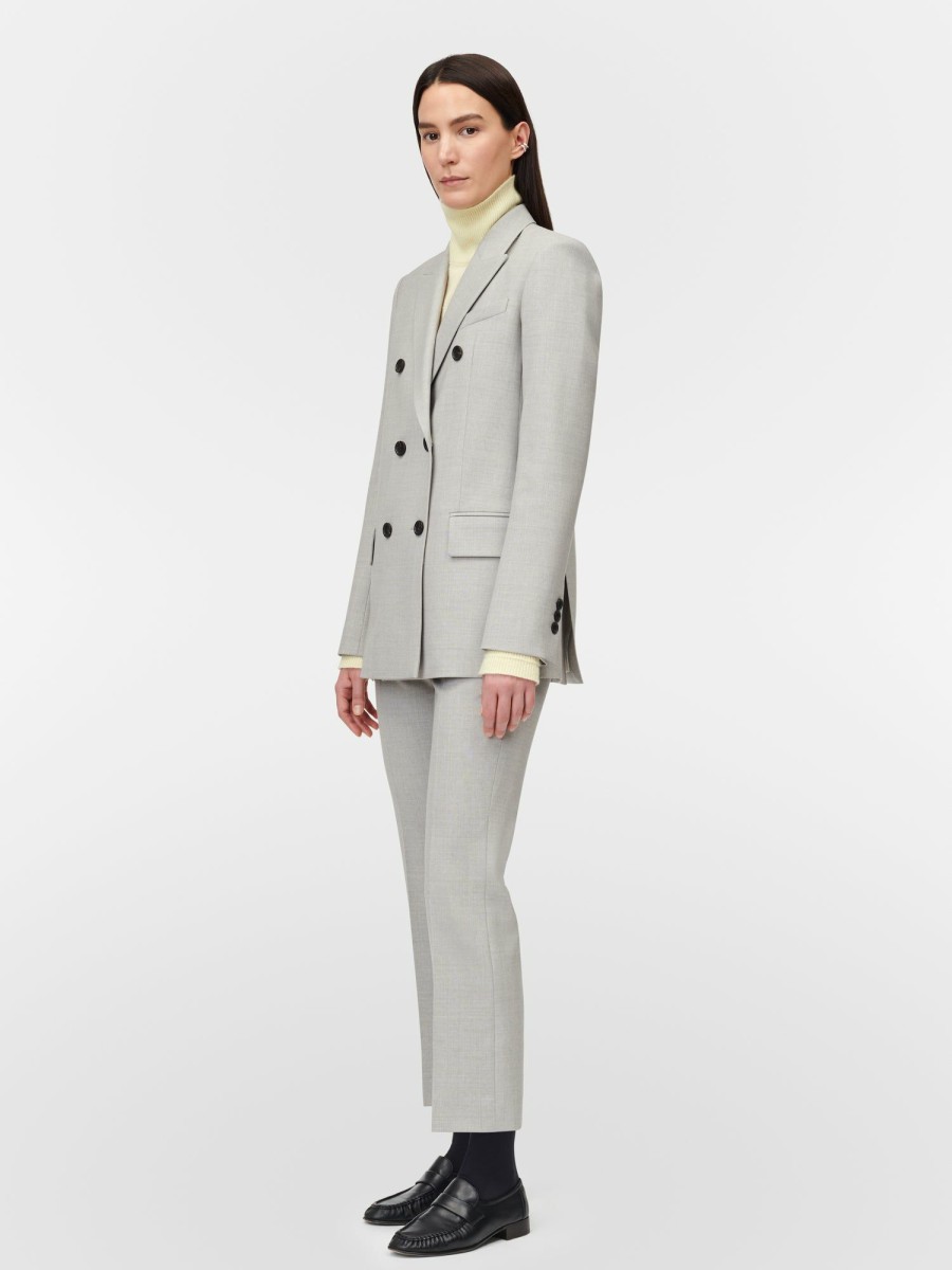 Blazers Maria Mcmanus | 6-Button Double Breasted Blazer In Pale Grey Melange