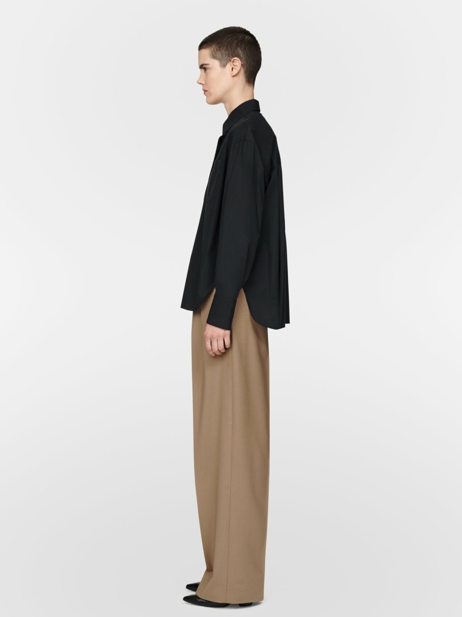 Shirts Maria Mcmanus | Oversized Covered Placket Shirt In Black