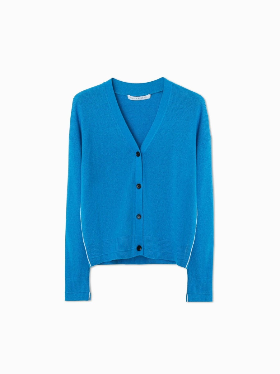 Sweaters Maria Mcmanus | Boyfriend Cardigan In Cerulean Blue