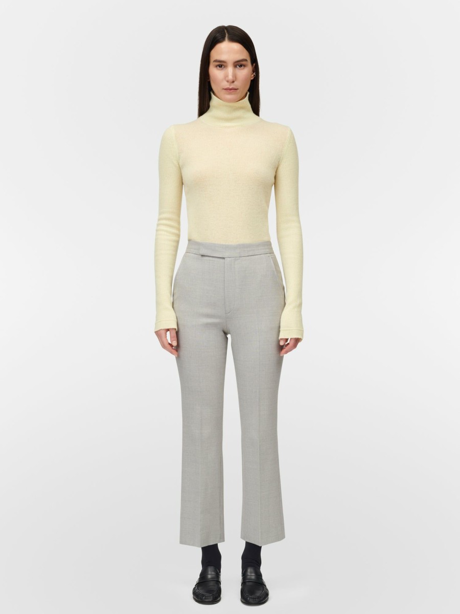 Trousers Maria Mcmanus | High Waisted Crop Trouser In Pale Grey Melange