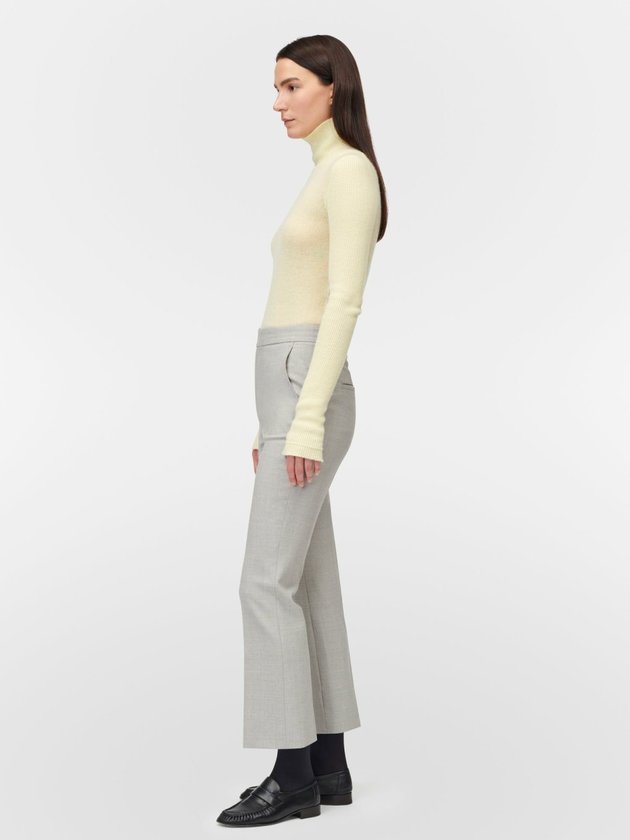 Trousers Maria Mcmanus | High Waisted Crop Trouser In Pale Grey Melange