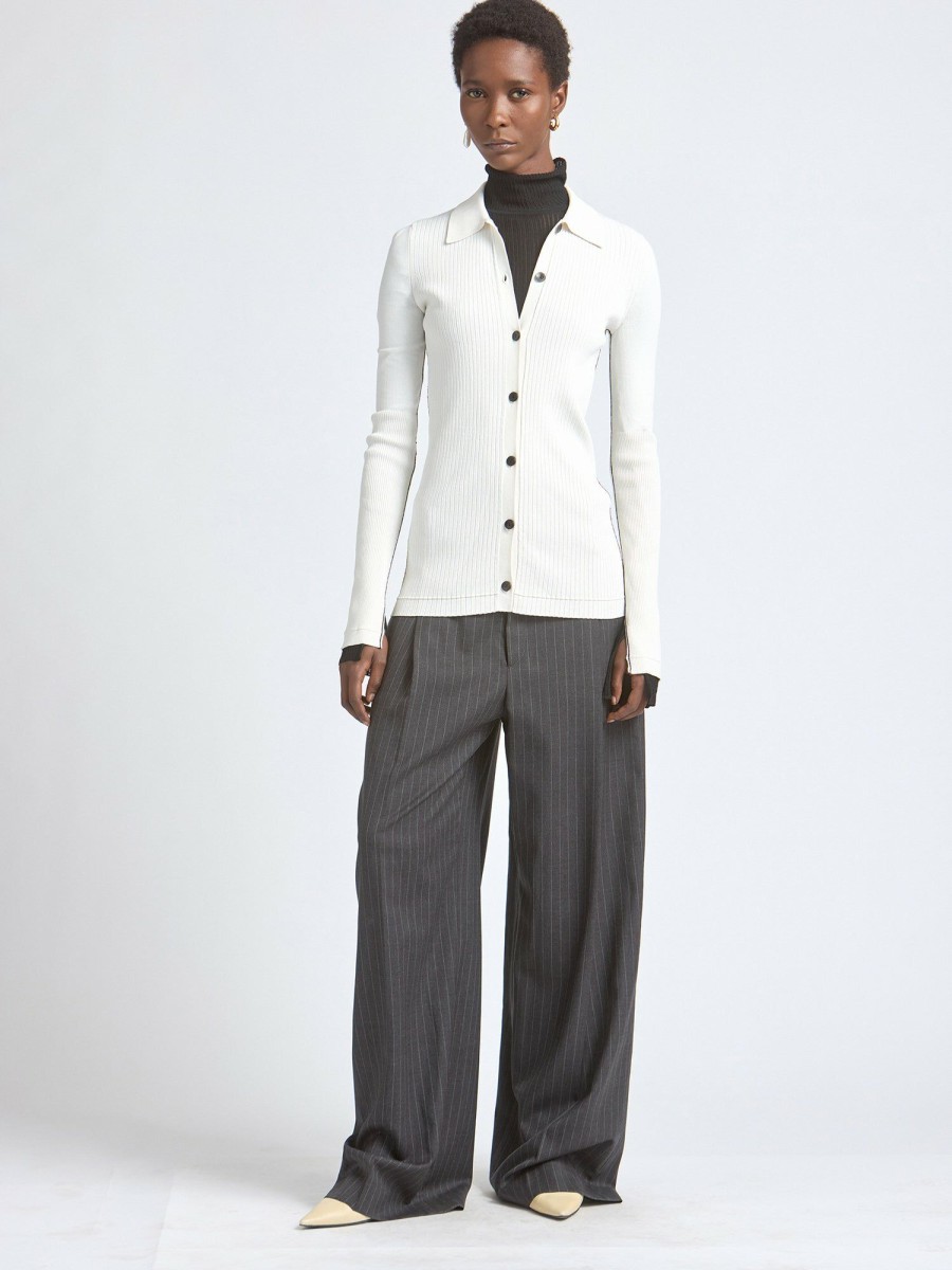 Tops Maria Mcmanus | Collar Cardigan In Ivory