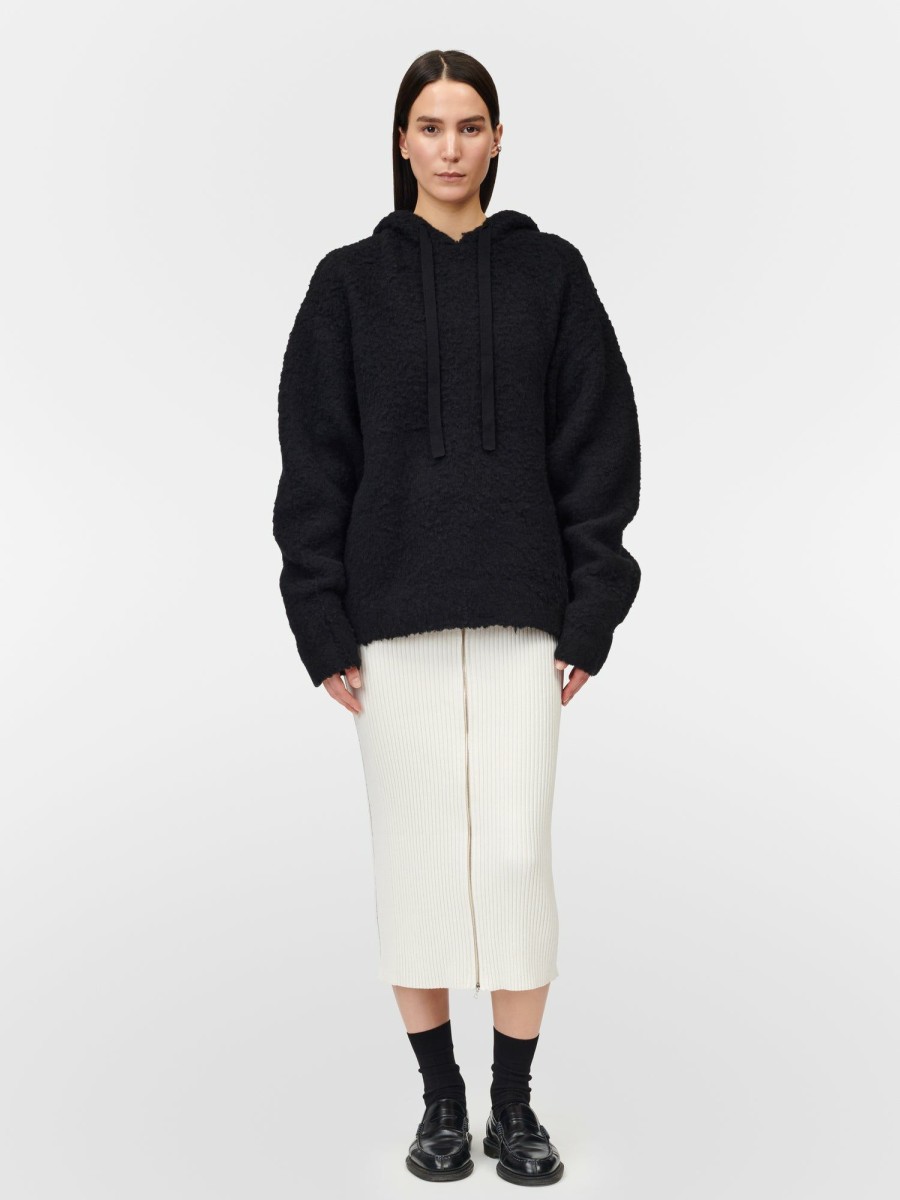 Sweaters Maria Mcmanus | Brushed Split Sleeve Hoodie In Black