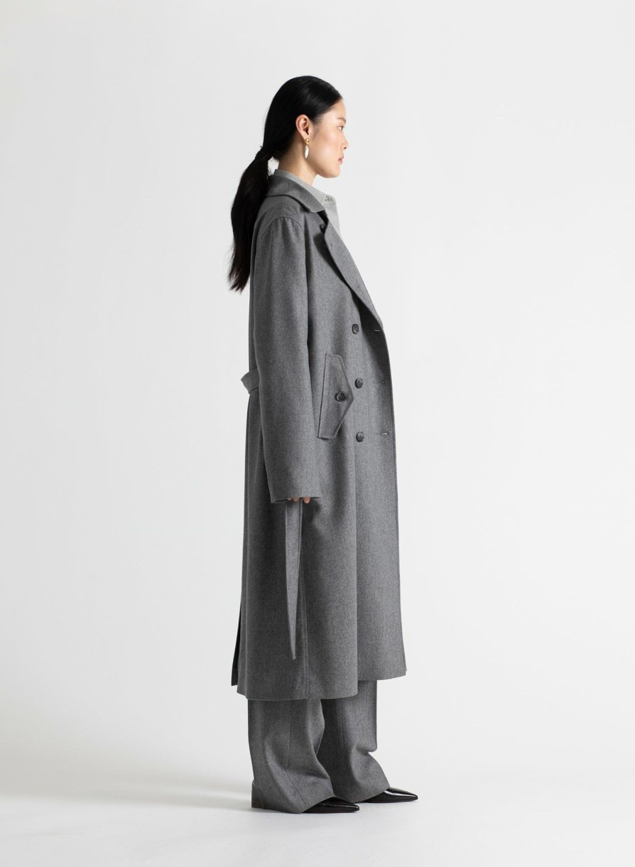 Outerwear Maria Mcmanus | Storm Flap Trench Coat In Medium Heather Grey