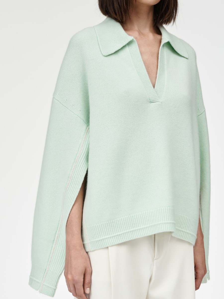 Sweaters Maria Mcmanus | Jersey Collar Sweater In Seaglass