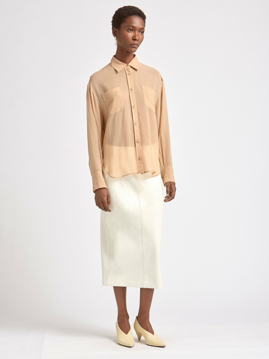 Shirts Maria Mcmanus | Two Pocket Sheer Shirt In Nude