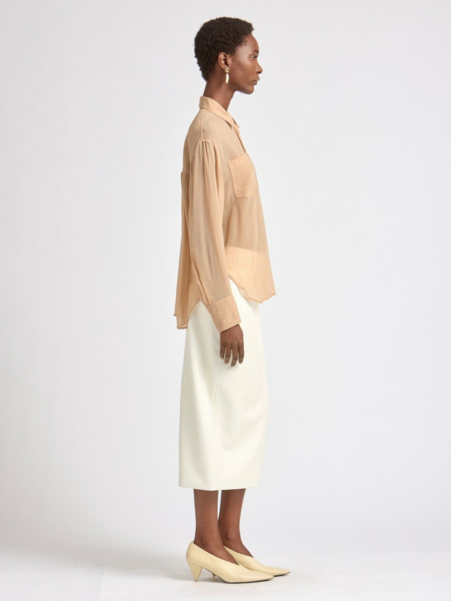 Shirts Maria Mcmanus | Two Pocket Sheer Shirt In Nude